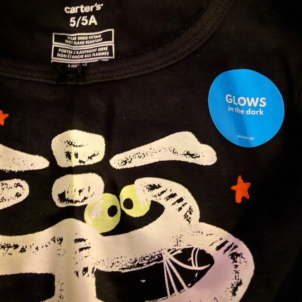 Carter's Black Skeleton Pajama Set with Pink Heart Accents - Picture 2 of 3